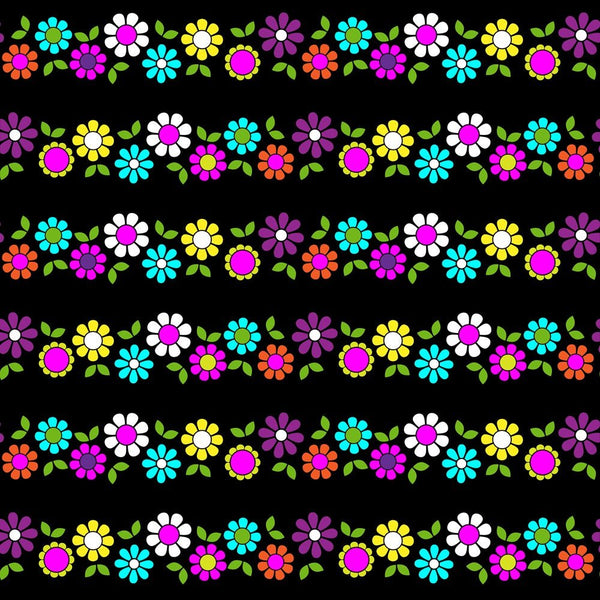 Vivid Flower Stripes Fabric - ineedfabric.com