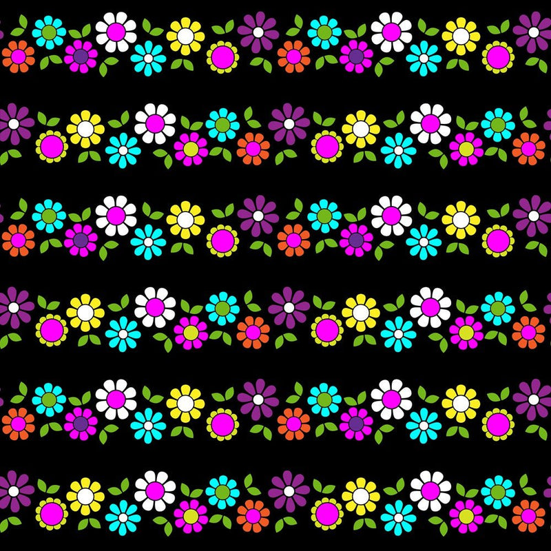 Vivid Flower Stripes Fabric - ineedfabric.com