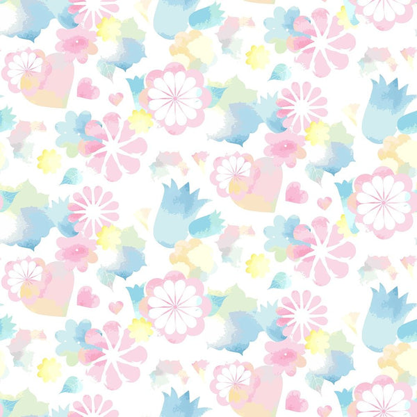 Watercolor Abstract Pastel Flowers Fabric - ineedfabric.com