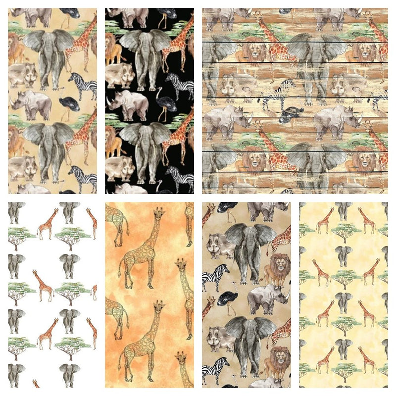Watercolor African Safari Fat Quarter Bundle - 14 Pieces - ineedfabric.com