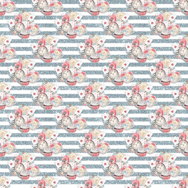 Watercolor Alice in Wonderland Pattern 10 Fabric - ineedfabric.com