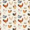 Watercolor Allover Chicken Farm Fabric - Tan - ineedfabric.com