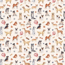 Watercolor Allover Dogs Fabric - Tan - ineedfabric.com