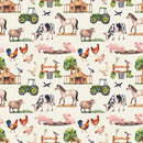 Watercolor Allover Farm Animals Fabric - Tan - ineedfabric.com