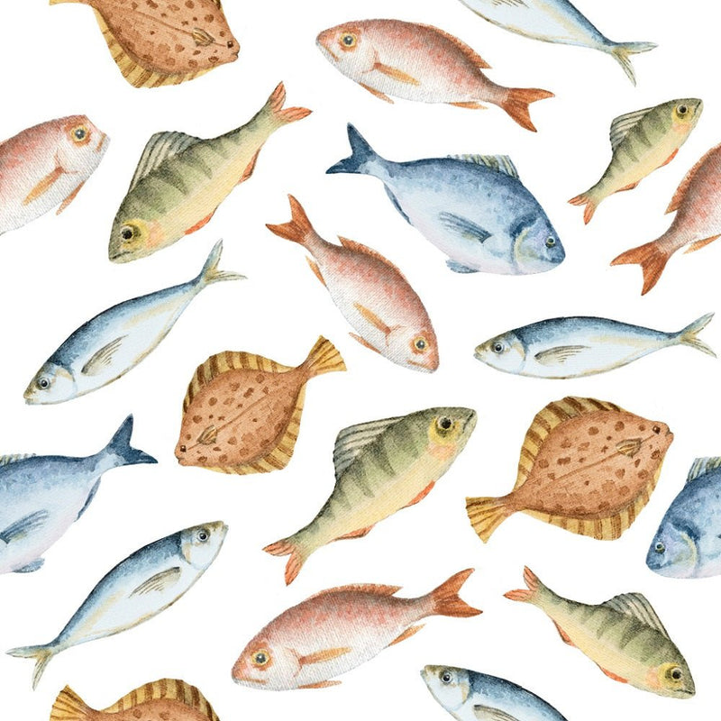 Watercolor Allover Fish Fabric - ineedfabric.com