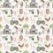 Watercolor Allover Goat Farm Fabric - Tan - ineedfabric.com