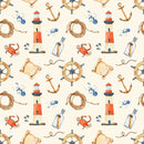 Watercolor Allover Nautical Fabric - Tan - ineedfabric.com