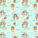 Watercolor Angels In The Sky Fabric - Blue - ineedfabric.com