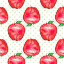 Watercolor Apples on Dots Fabric - ineedfabric.com