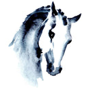 Watercolor Arabian Horse Head Fabric Panel - Blue - ineedfabric.com