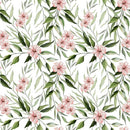 Watercolor Artistic Delicate Flowers Fabric - White - ineedfabric.com