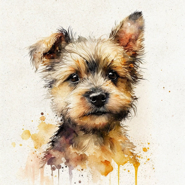 Watercolor Australian Terrier Portrait Fabric Panel - ineedfabric.com
