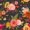 Watercolor Autumn Flowers Fabric - Charcoal - ineedfabric.com
