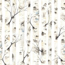 Watercolor Birch Trees with Branches Fabric - ineedfabric.com