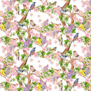Watercolor Birds and Flying Butterflies Fabric - ineedfabric.com