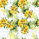 Watercolor Blooming Sunflowers On Checkered Fabric - ineedfabric.com