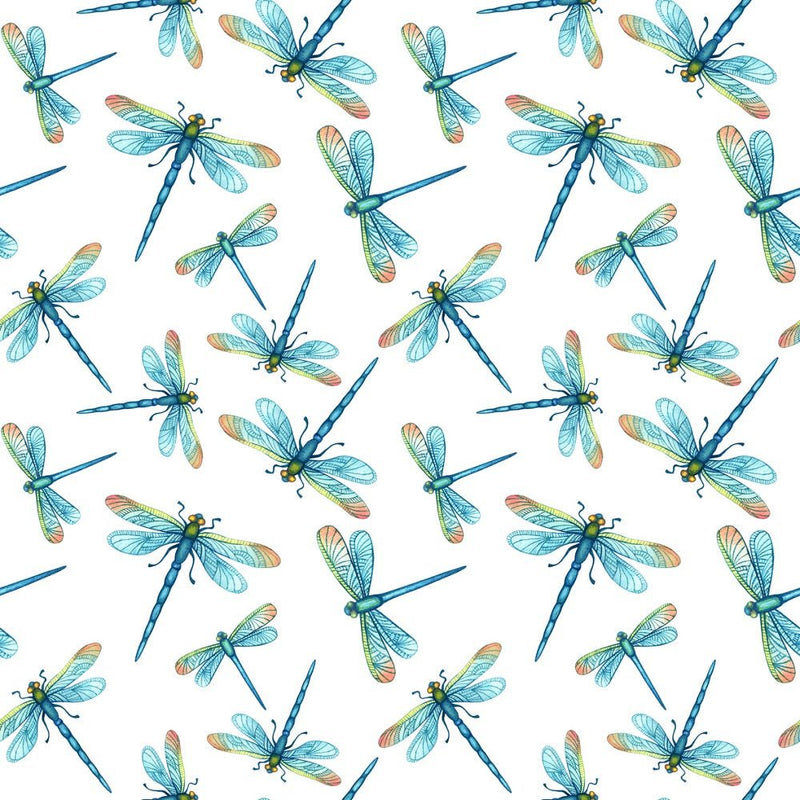 Watercolor Blue Dragonflies Fabric - ineedfabric.com