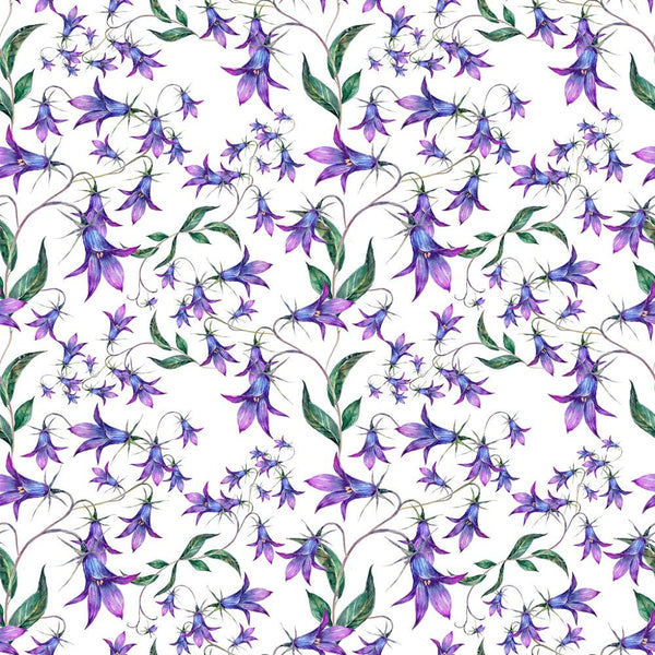Watercolor Bluebell Flowers Fabric - ineedfabric.com