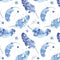Watercolor Boho Feather Fabric - Blue - ineedfabric.com