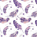 Watercolor Boho Feather Fabric - Purple - ineedfabric.com