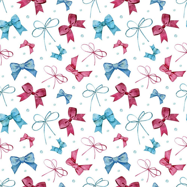 Watercolor Bows and Dots Allover Fabric - ineedfabric.com