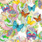 Watercolor Bright Butterflies & Flowers Fabric - ineedfabric.com