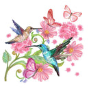Watercolor Bright Hummingbirds & Flowers Fabric Panel - ineedfabric.com