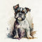 Watercolor Bulldog Portrait Fabric Panel - ineedfabric.com