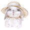 Watercolor Bunny in Hat Fabric Panel - ineedfabric.com