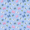 Watercolor Butterflies, Dragonflies, & Flowers Fabric - Blue - ineedfabric.com