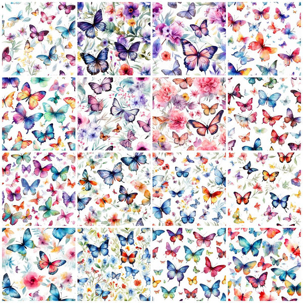 Watercolor Butterflies Fat Quarter Bundle - 16 Pieces - ineedfabric.com