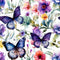 Watercolor Butterflies Pattern 11 Fabric - ineedfabric.com