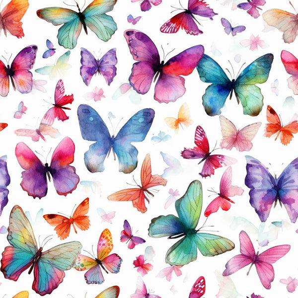 Watercolor Butterflies Pattern 15 Fabric - ineedfabric.com