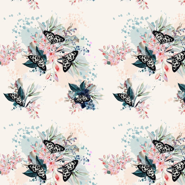 Watercolor Butterfly Bouquet Fabric - Tan - ineedfabric.com