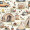 Watercolor Camping Pattern 4 Fabric - ineedfabric.com