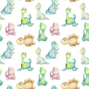 Watercolor Cartoon Dinosaurs Fabric - ineedfabric.com