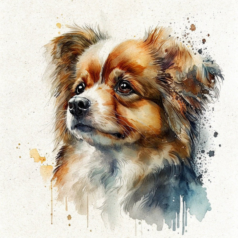 Watercolor Chihuahua Portrait Fabric Panel - ineedfabric.com