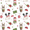 Watercolor Christmas Characters Fabric - White - ineedfabric.com