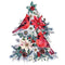 Watercolor Christmas Tree Cardinal Ornament Fabric Panel - ineedfabric.com