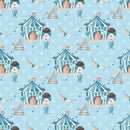 Watercolor Circus Scene 1 Fabric - Blue - ineedfabric.com