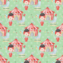 Watercolor Circus Scene 3 Fabric - Green - ineedfabric.com