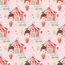 Watercolor Circus Scene 3 Fabric - Pink - ineedfabric.com