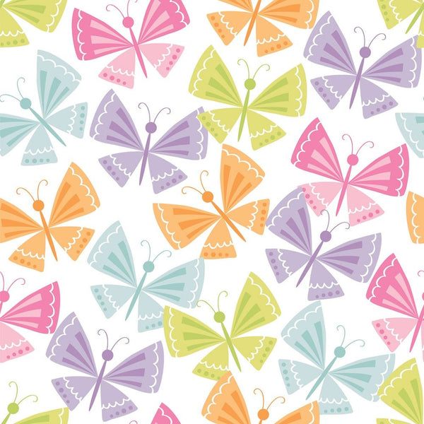 Watercolor Colorful Butterflies Fabric - Pastel - ineedfabric.com
