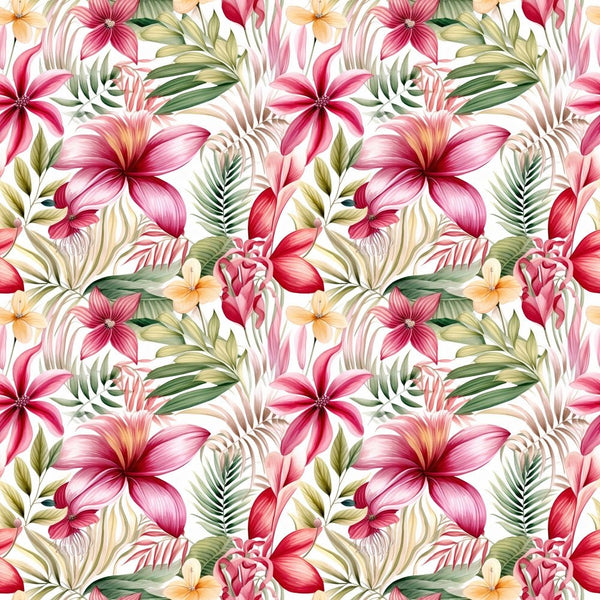 Watercolor Colorful Tropical Floral Fabric - ineedfabric.com