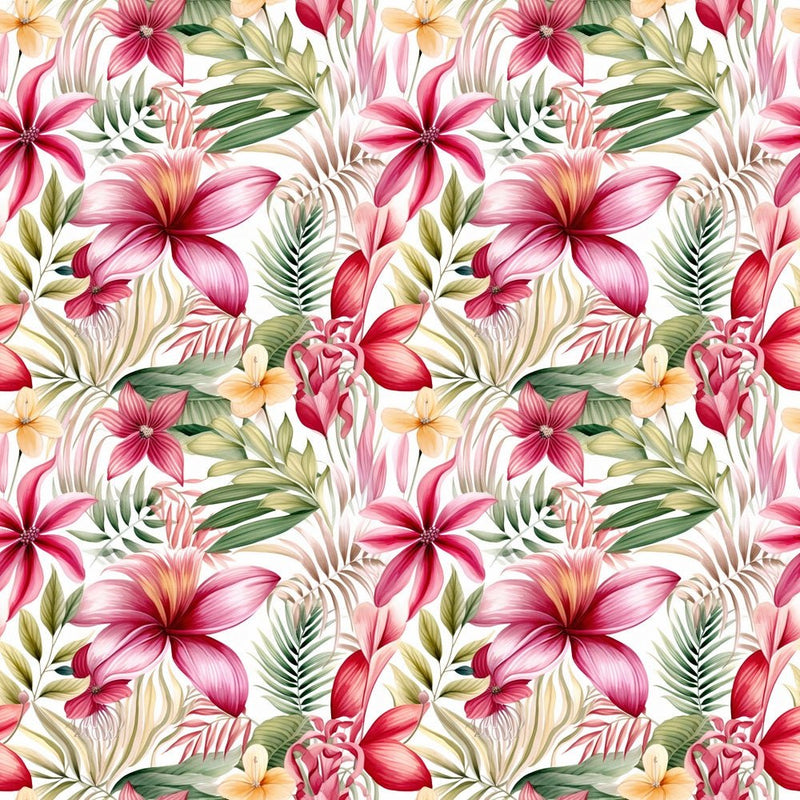 Watercolor Colorful Tropical Floral Fabric - ineedfabric.com