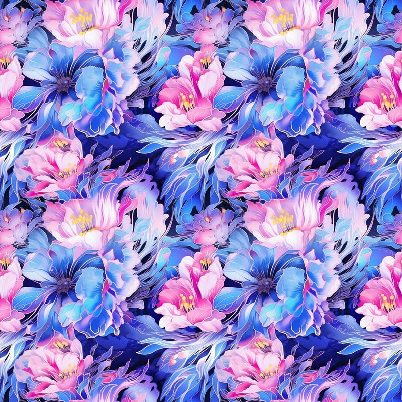 Watercolor Cool Toned Floral Fabric - ineedfabric.com