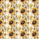 Watercolor Corn Stock & Sunflowers Fabric - White - ineedfabric.com