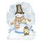 Watercolor Cute Snowman With Lantern Fabric Panel - ineedfabric.com