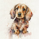 Watercolor Dachshund Portrait Fabric Panel - ineedfabric.com