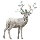 Watercolor Deer With Vines Fabric Panel - Gray - ineedfabric.com